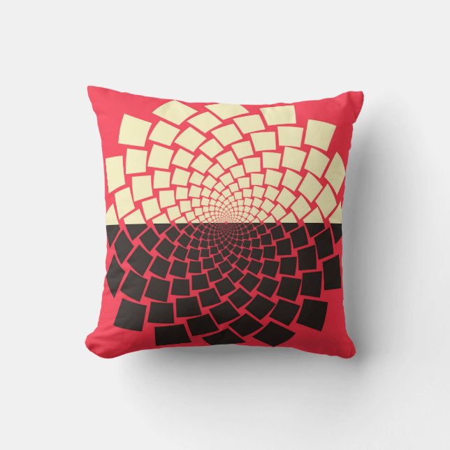Stiliserad blomma: Black Red Ivory Kudde (Framsida)