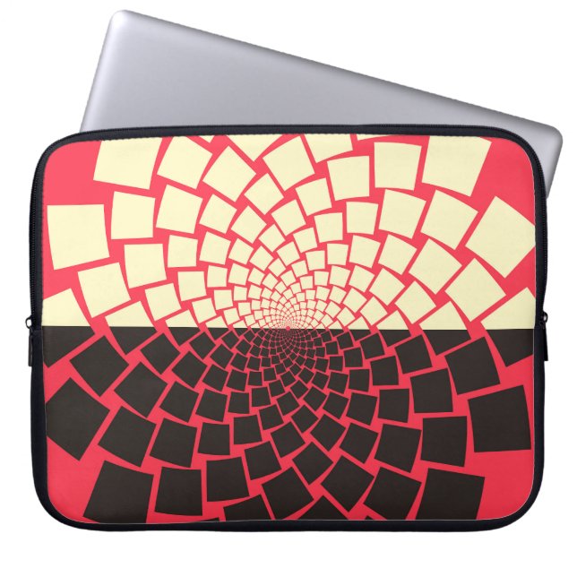 Stiliserad blomma: Black Red Ivory Laptop Fodral (Framsidan)