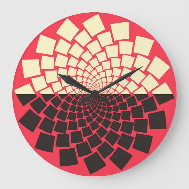 Stiliserad blomma: Black Red Ivory Stor Klocka (Framsida)