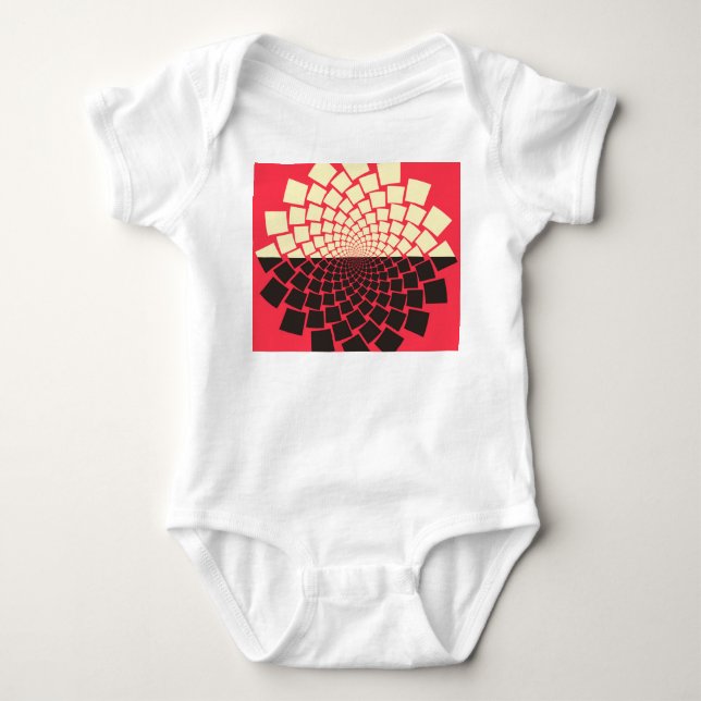 Stiliserad blomma: Black Red Ivory T Shirt (Framsida)