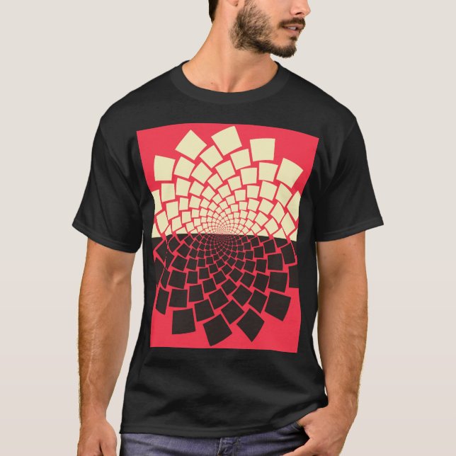 Stiliserad blomma: Black Red Ivory T Shirt (Framsida)