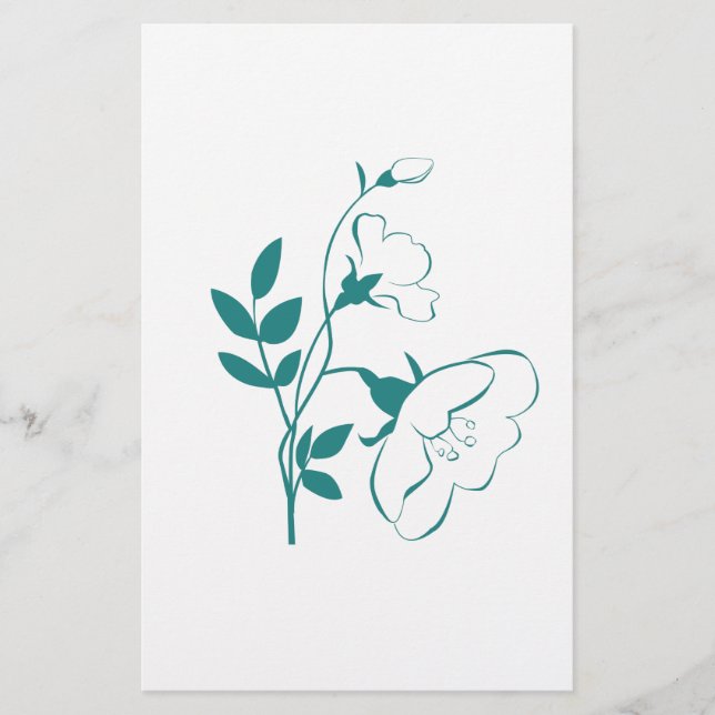 Stiliserad blomma i Teal (Framsida)