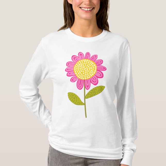 Stiliserad blomma t-shirt (Framsida)
