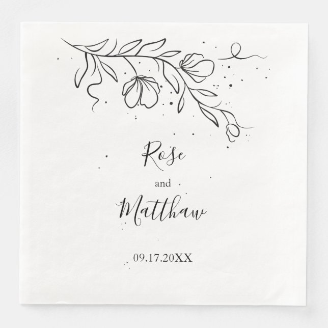 Stiliserad blommar gren och droppar av bläck pappe pappersservett (Framsida)