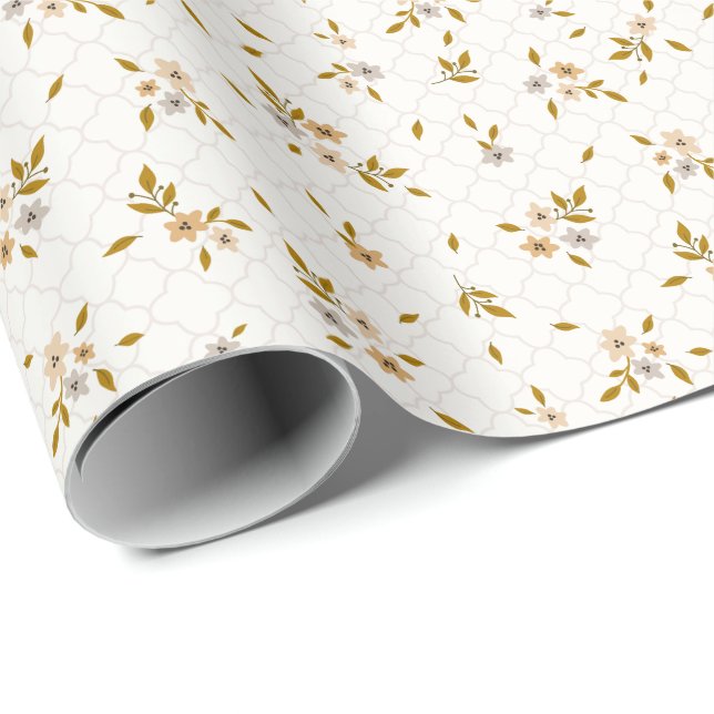 Stiliserad Blommigt Skriv ut Papper radbrytning Presentpapper (Rullad Hörn)