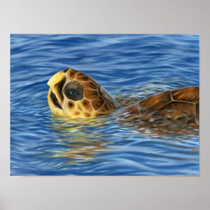 Stiliserad Boggerhead Sea Turtle Poster
