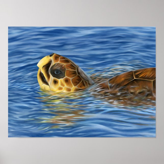Stiliserad Boggerhead Sea Turtle Poster (Framsidan)