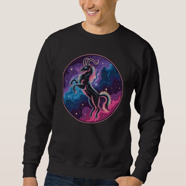 Stiliserad brant Celestial Capricorn-goat Lång Ärmad Tröja (Framsida)