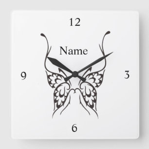 Stiliserad Butterfly Tattoo Thunder_Cove Fyrkantig Klocka