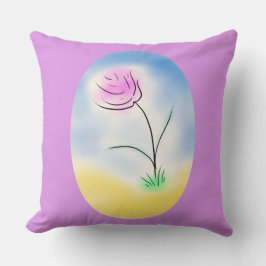 Stiliserad Cameo Scene of a Lycklig Rosa Flower Kudde