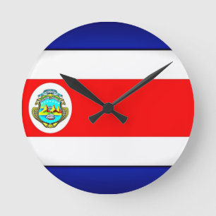 Stiliserad Costa Rica Flagga Rund Klocka