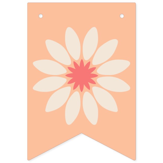 Stiliserad Crème Daisy på Persika Fana Banner Vimplar (Första flaggan)