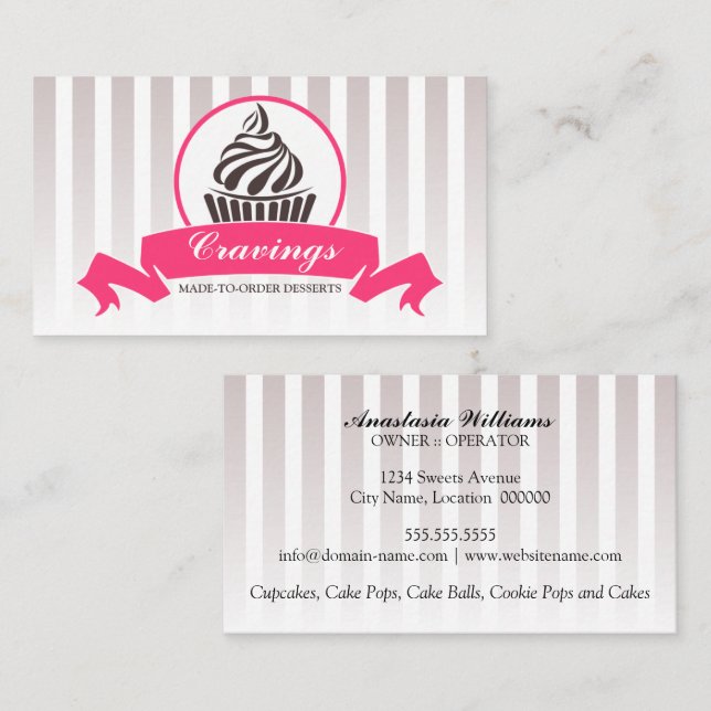 Stiliserad Cupcake-bageri Visitkort (Fram/baksida)