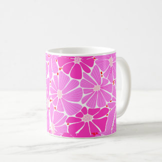 Stiliserad daisy digital mönster - rosa kaffemugg