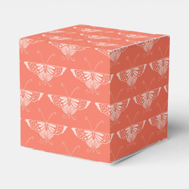 Stiliserad Deco-fjäril - korallets orange Presentaskar (Baksidan Sidan)