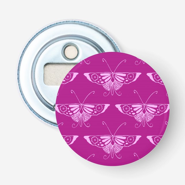 Stiliserad Deco-fjäril - magenta och rosa Flasköppnare (Framsidan)
