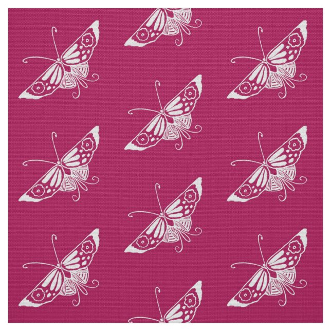 Stiliserad deco-fjäril, Magenta Tyg (Provkarta)