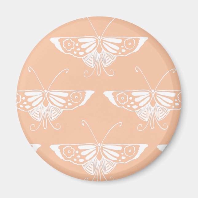 Stiliserad Deco-fjäril - mjuk persika Magnet (Framsidan)
