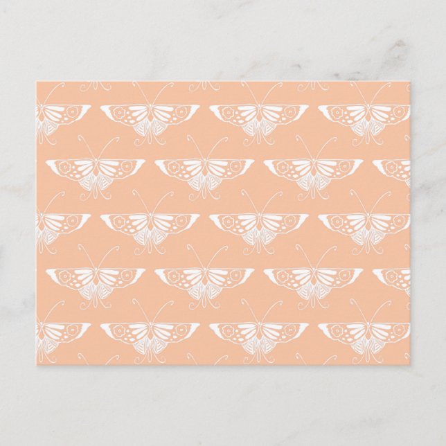 Stiliserad Deco fjäril - mjuk persika Vykort (Framsida)