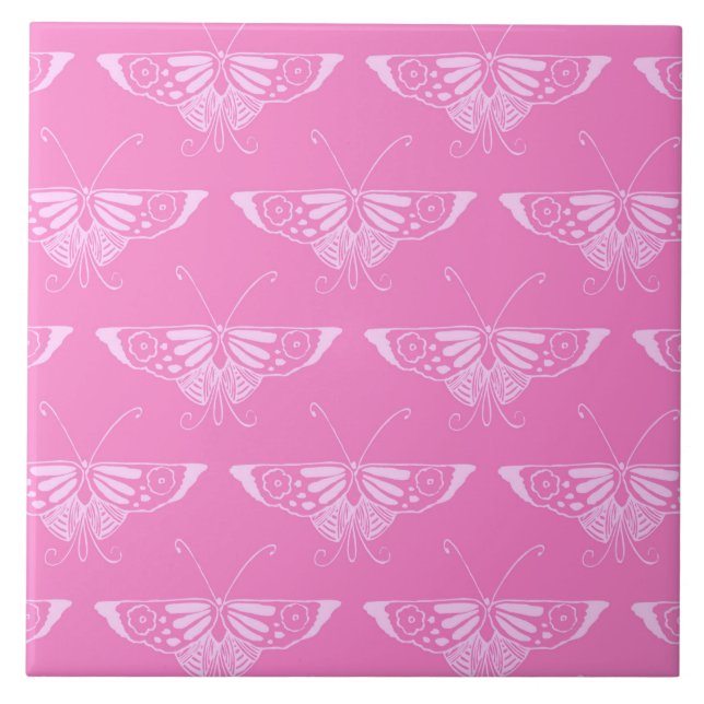 Stiliserad Deco fjäril - orkidé rosa Kakelplatta (Framsidan)
