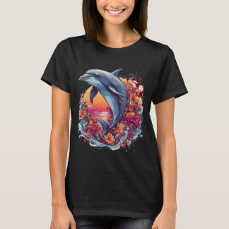 Stiliserad delfin t-shirt – havsinspirerad grafik