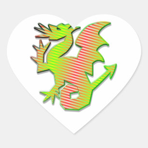Stiliserad dragon hjärtformat klistermärke