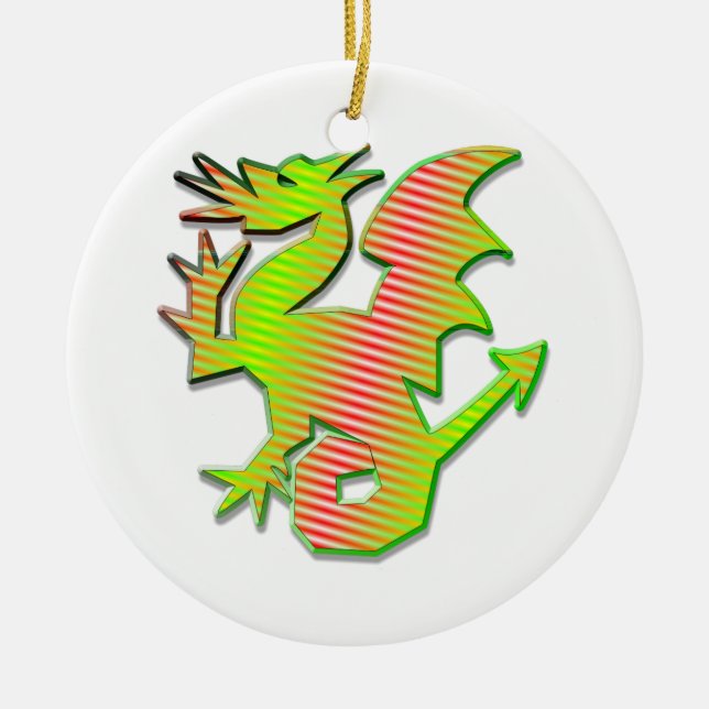 Stiliserad dragon julgransprydnad keramik (Framsidan)