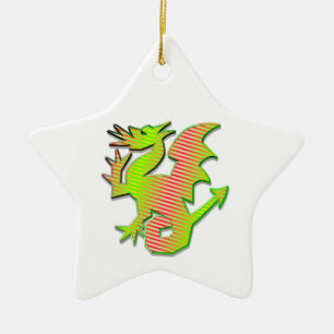 Stiliserad dragon julgransprydnad keramik