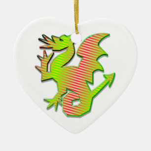 Stiliserad dragon julgransprydnad keramik