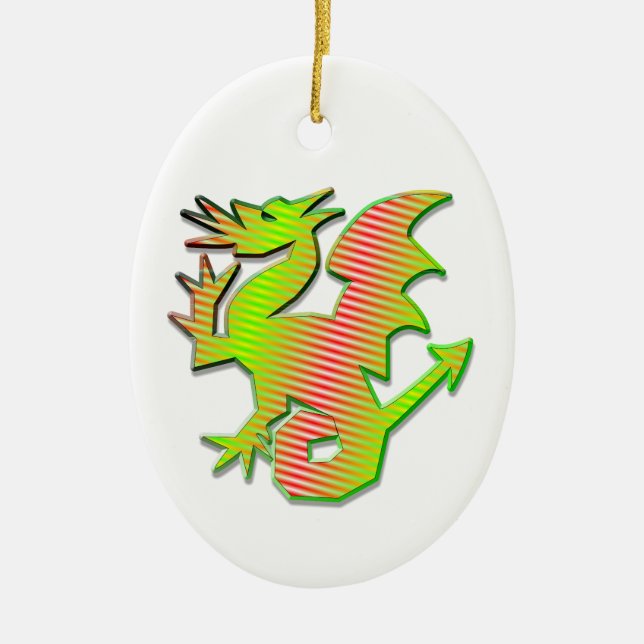 Stiliserad dragon julgransprydnad keramik (Framsidan)