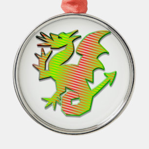 Stiliserad dragon julgransprydnad metall