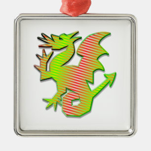 Stiliserad dragon julgransprydnad metall
