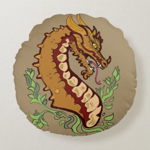 Stiliserad dragon rund kudde
