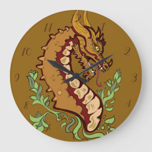 Stiliserad dragon stor klocka