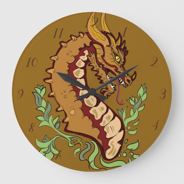 Stiliserad dragon stor klocka (Framsida)