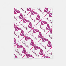 Stiliserad dragonfly rosa namn-mönstrad filt