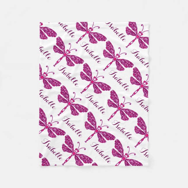 Stiliserad dragonfly rosa namn-mönstrad filt (Framsidan)