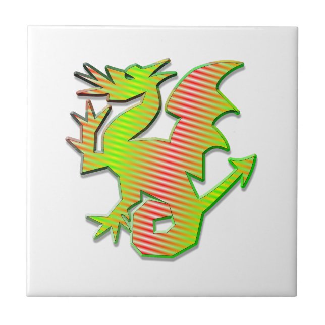 Stiliserad drake kakelplatta (Framsidan)