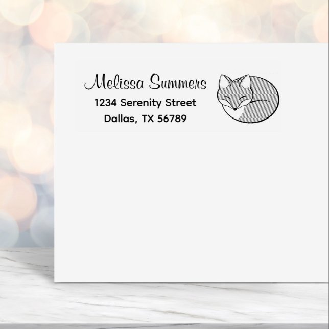 Stiliserad ektched Sleeping Fox Adress Självfärgande Stämpel (Skapare uppladdad)