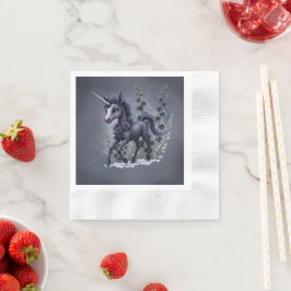 Stiliserad enhörning i blommigt. pappersservett