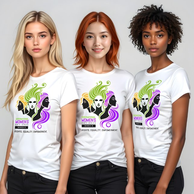Stiliserad färgstark trio av kvinnor IWD 2025 T Shirt (IWD 2025 3 Shirts Cover Photo)