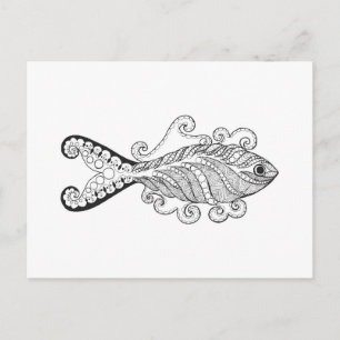 Stiliserad fisk vykort