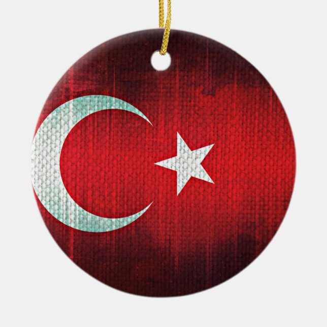 Stiliserad flagga av Turkiet Julgransprydnad Keramik (Framsidan)