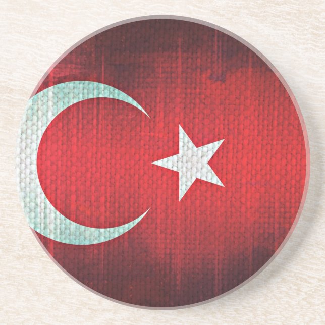 Stiliserad flagga av Turkiet Underlägg Sandsten (Framsidan)