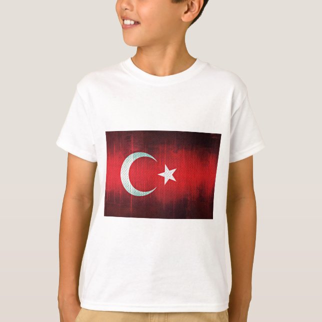 Stiliserad Flagga i Turkiet T-shirt (Framsida)