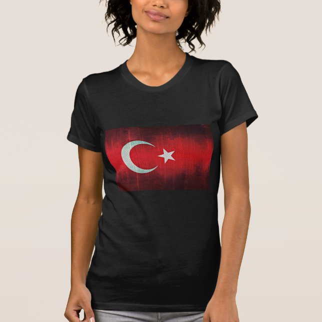 Stiliserad Flagga i Turkiet T-shirt (Framsida)
