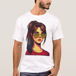 Stiliserad flickporträtt t shirt