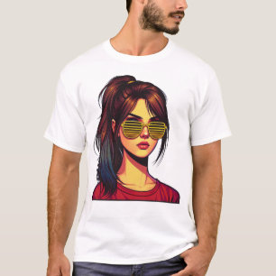 Stiliserad flickporträtt t shirt