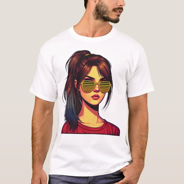 Stiliserad flickporträtt t shirt (Framsida)