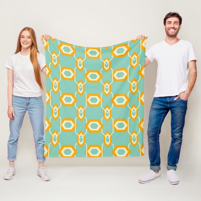 Stiliserad geometrisk mönster i djärva orange hexa fleecefilt (På plats)